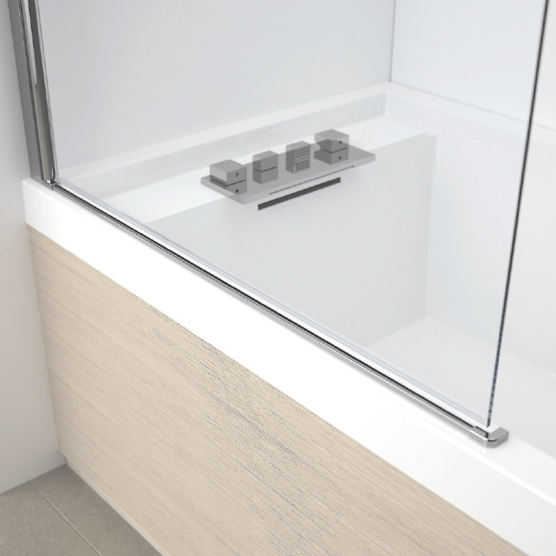 Young Pivot Semi-Frameless Tub Door with Clear Glass, 1500 mm x 900 mm