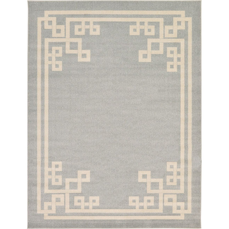 Tapis gris à motif géométrique Barreto, Rectangle 2 pi x 3 pi 1 po