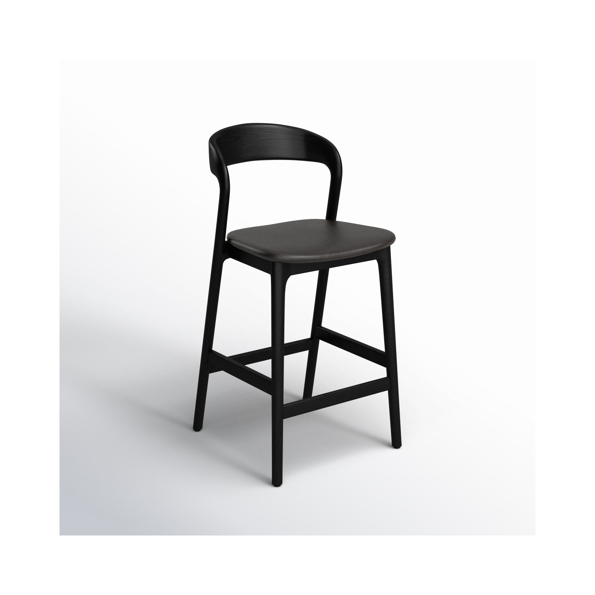 Kayla Leather Bar & Counter Stool, Counter Stool (26" Seat Height), Sonoma Black Genuine Leather/Black