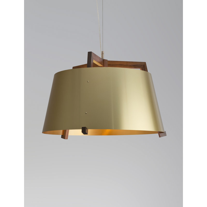 Ignis Pendant, 11.5" H x 17" W, Oiled Walnut/Brushed Brass, 2700K LED w/ Diffuser - Rigid