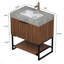 Meuble-lavabo 30 po, armoire de rangement autoportante en contreplaqué rayé avec tiroir et tablette ouverte, plateau en pierre frittée gris clair et lavabo en céramique encastré, pré-assemblé-1191015517