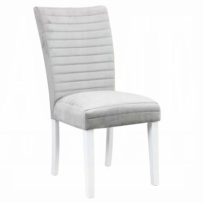 2pièces chaises de salle à manger grises et blanches - dossier solide 2 velours confortable recouvert