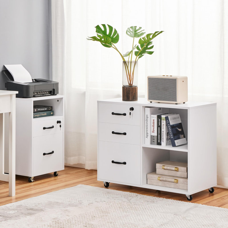 80cm Wide 3 -Drawer File Cabinet, White