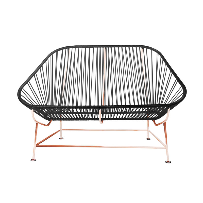 InLove Indoor/Outdoor Handmade Loveseat, Black/Copper