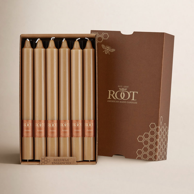 Root Candles Unscented Taper Candle, Beeswax, 9" H x 0.88" W x 0.88" D