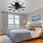 21.7" Ceiling Fan Light With Dimmable Light & Remote Control, Windmill-shaped Flush Mount Ceiling Fan 6 Speeds Reversible Low Profile With 5 Blade For Kitchen Dining Room Bedroom Livng Room Hallway