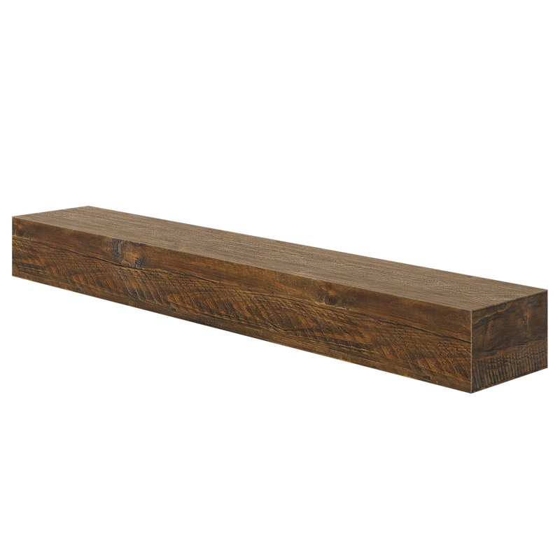 Camden Rustic Fireplace Shelf Mantel, 48", Dark Brown Wood