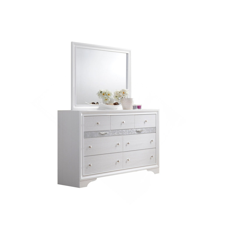 Commode 7 tiroirs Traditional en bois blanc