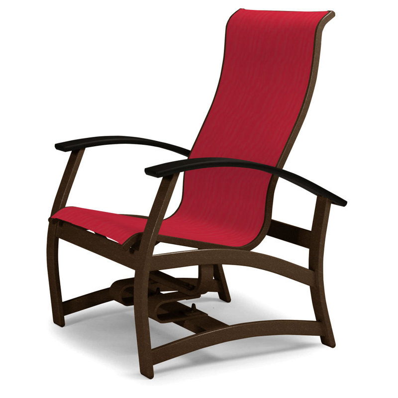 Askar Powder Coated Aluminum Outdoor Lounge Chair, Black P70, Red 1D Sunbrella®, Textured Kona
