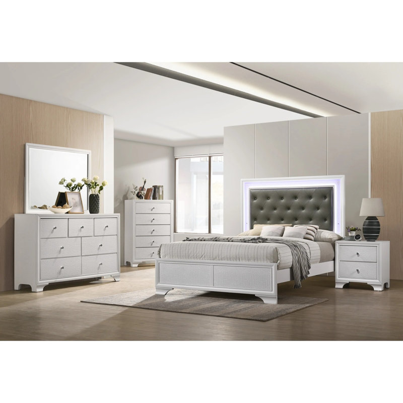 Mobilier de chambre à coucher capitonné en faux-diamant Crocodile