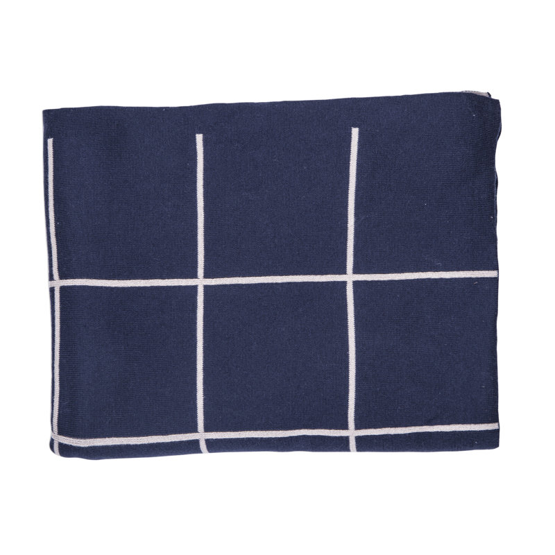 Knitted Throw Blanket, Navy