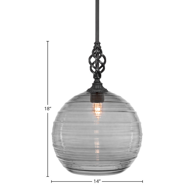 Mini-luminaire suspendu Eleganté, Gris, H 18 po x l 14 po x P 14 po
