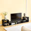 Meuble télé réglable modulaire, console de rangement ouverte noire, centre de divertissement moderne avec plusieurs compartiments, tablette multimédia Freestyle pour la chambre du salon