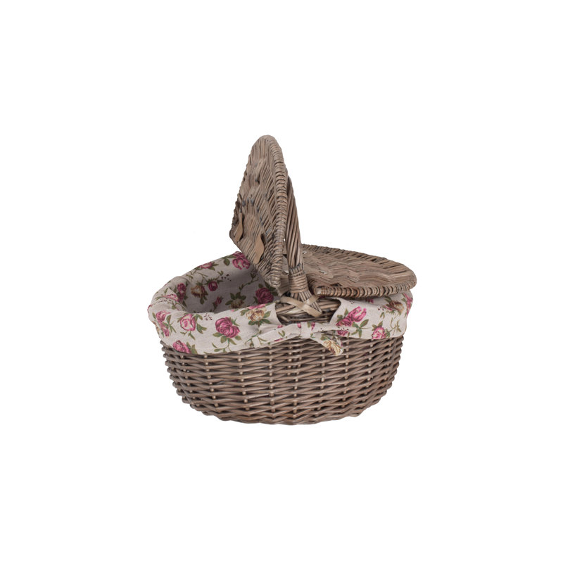 Wicker Small Double Lidded Picnic Basket with Lining