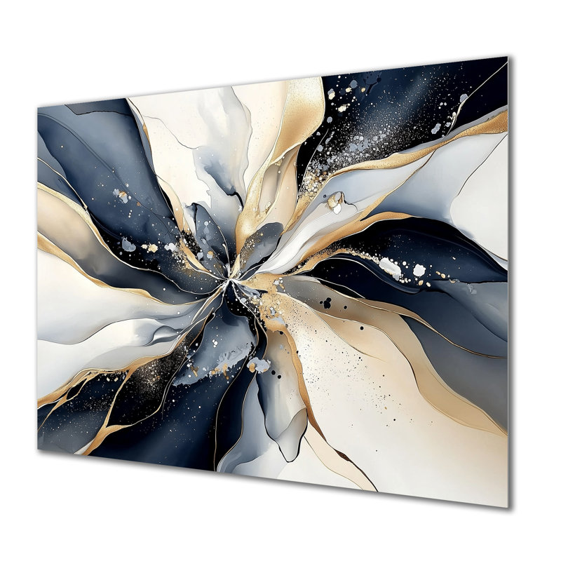 Abstrait fleur de dahlia subtile fleurs I - fractales, décoration murale en métal, impression moderne sur métal