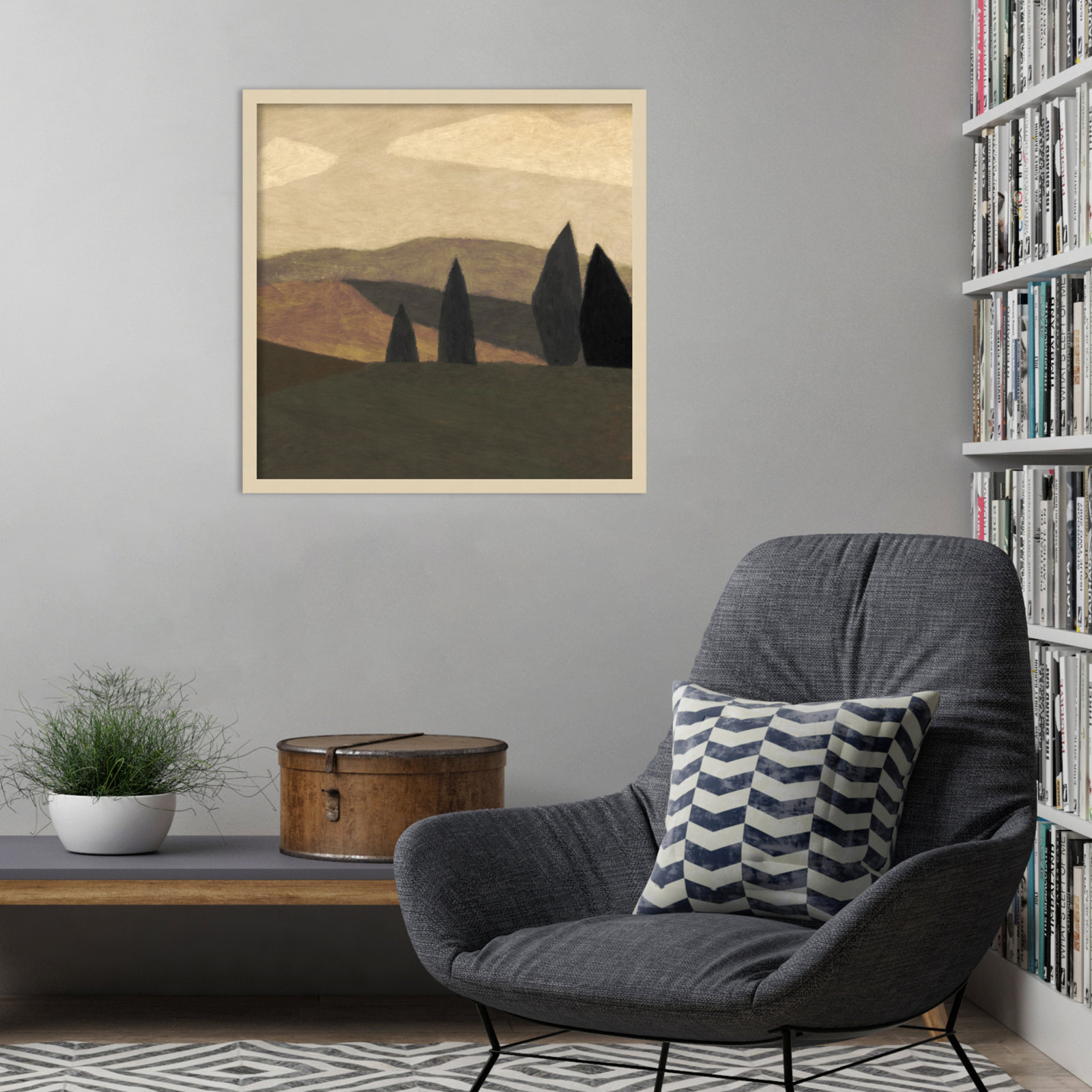 Paysage 2 by Dan Hobday Wood Framed Wall Art Print, Brown, 25" H x 25" W