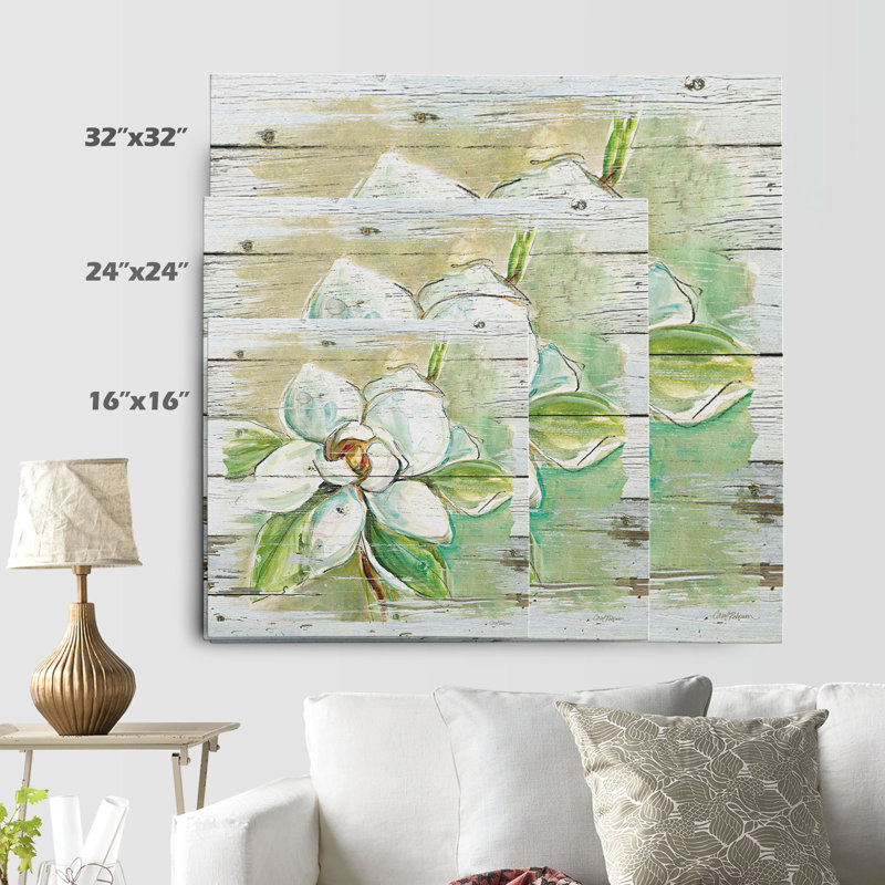 « country magnolia » par carol robinson, reproduction d’art sur toile tendue, H 32 po x l 32 po x P 1,5 po