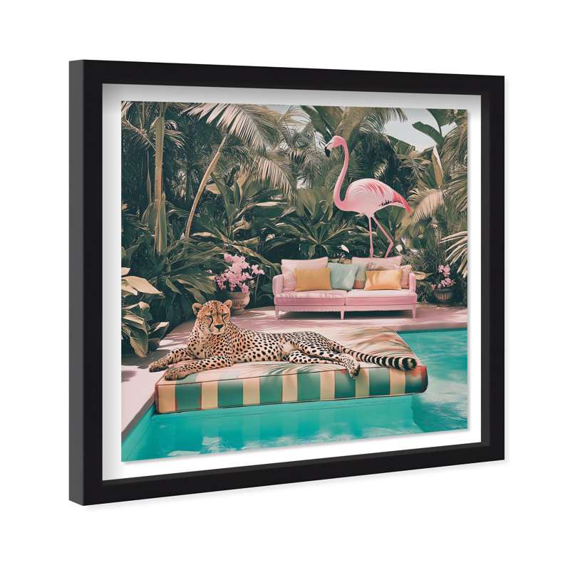Oliver Gal Cheetah's Daydream Coastal - Luxury Shadowbox Framed Wall Art, 26" H x 26" W, Black