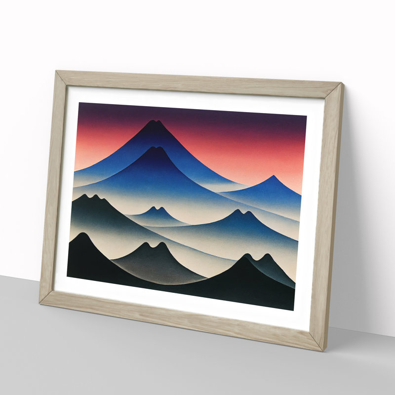 Abstract Japanese Mountains Vol.1 - Framed Print, 46cm H x 64cm W x 2cm D, Oak