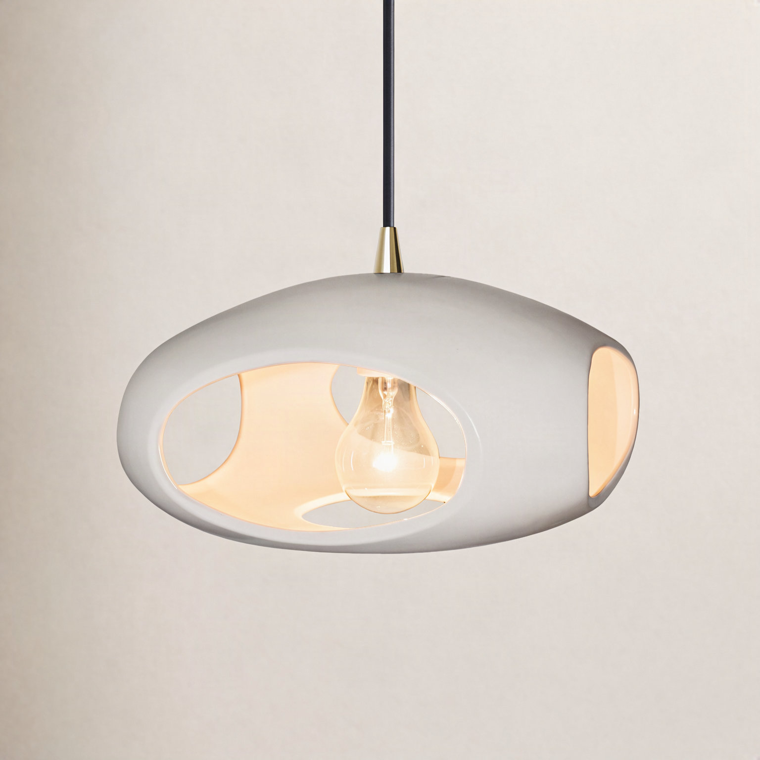 Logan Dimmable 1 - Light Pendant, Bisque, Antique Brass