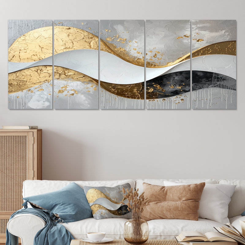 Fosteau I - art mural vagues - décoration murale moderne, H 28 po x l 60 po, 5