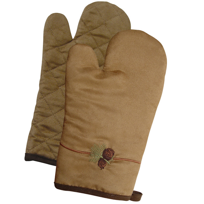 Ensemble de gants de cuisine pour la cuisine Paseo, coussins chauffants résistants à la chaleur, style rustique en coton, ensemble de 5 pièces