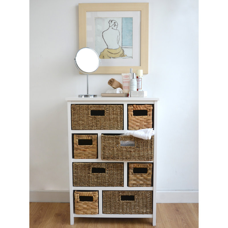 Erica Solid Wood 56cm W 8 - Drawer Chest of Drawers, White / Natural