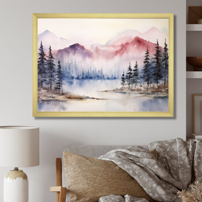 Rose et brouillard gris sur les montagnes du Japon - Art mural Japon
