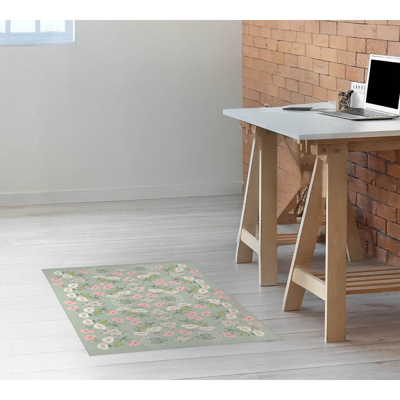 Tapis de bureau léger May Flowers, L 48 po x P 72 po, Sauge