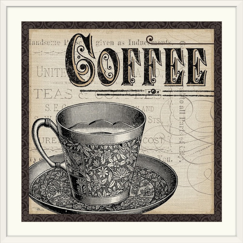 « antique café i avec bordure rétro », H 35 po x l 35 po x P 1,5 po, Toile