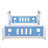 Car-shaped platform bed for children's bedroom, deep blue solid pine, full size with decorative wheels-1327188013