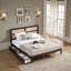 Lit très grand Boho - tête de lit en rotin tissé et tiroirs de rangement sous le lit?-865690493