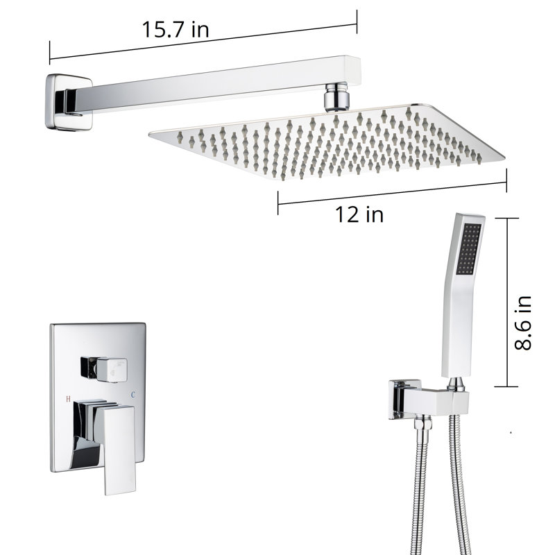 Complete Shower System with Rough-in Valve, Chrome