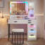 RGB LED Dressing Table with Tempered Glass Top-1864250110
