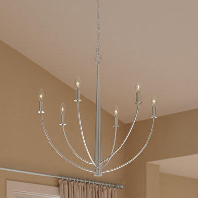 Jheni Six-Light Brushed Nickel Chandelier