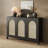 50" L Boho Natural Rattan Sideboard Buffet Cabinet With Large Storage, Home Kitchen Oak Wood Veneer 3-Door Credenza Coffee Bar Cabinets With Adjustable Shelves-934428041