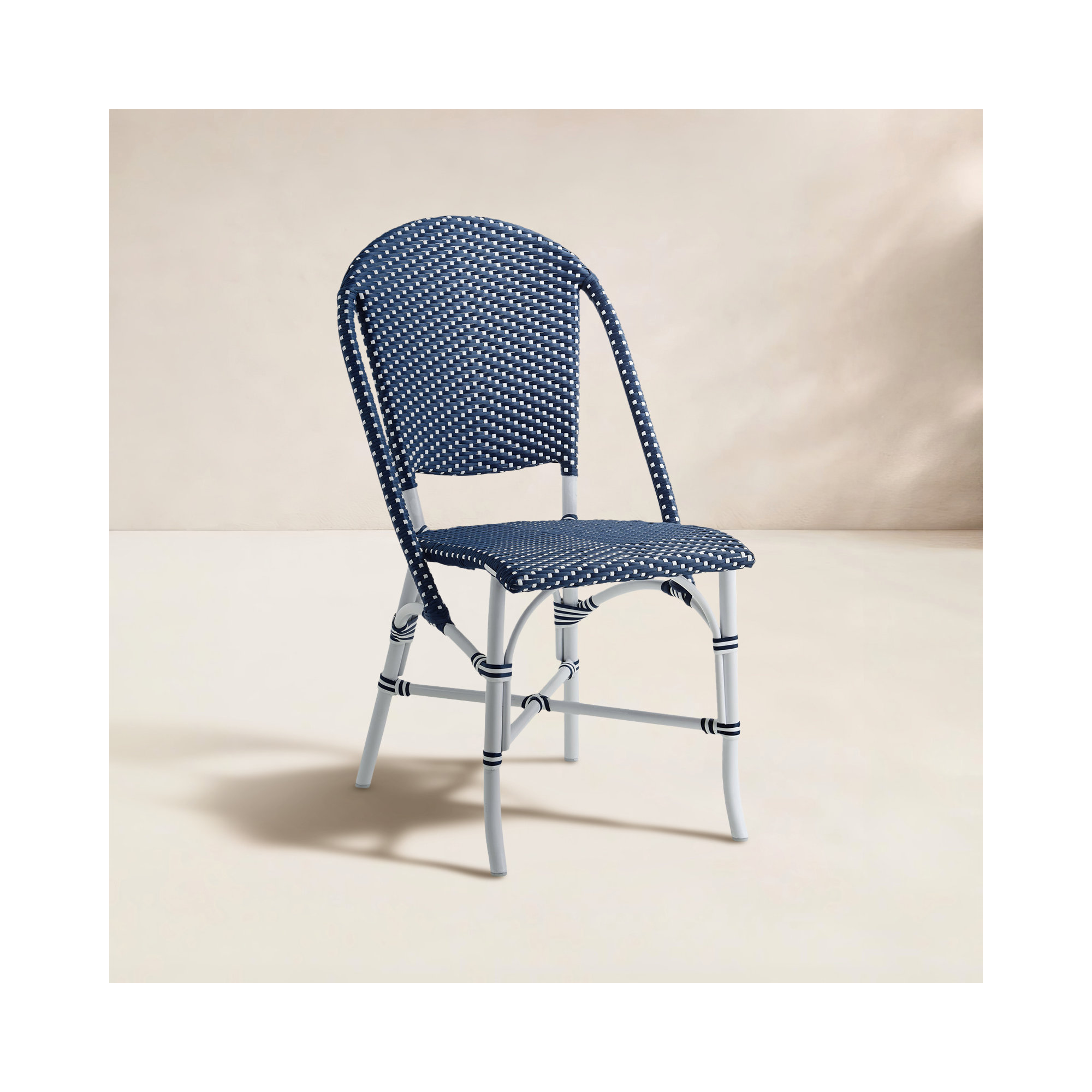 Sofie Outdoor Dining Side Chair, Navy with White Dot