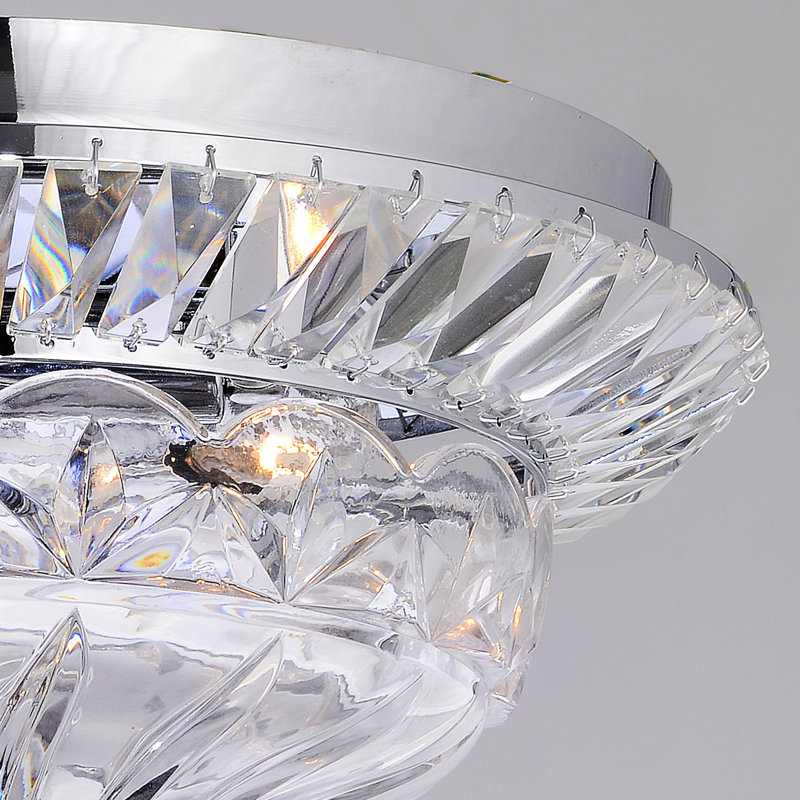 Plafonnier encastré en chrome / cristal à 3 lumières de 13,2 po Kowalewski