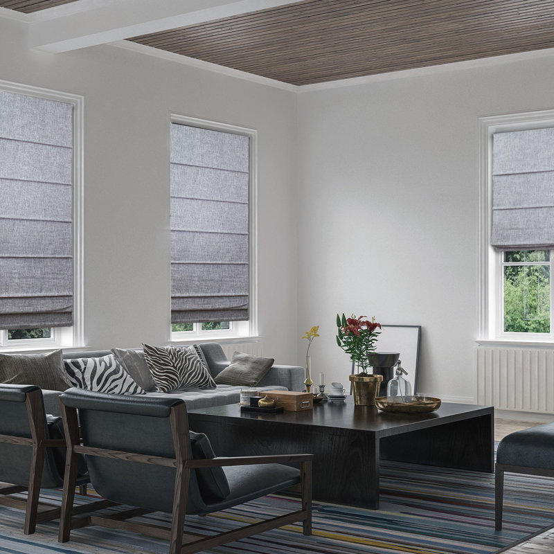 Blackout Roman Shades, 34"W x 72"L, Lexington Gainsboro