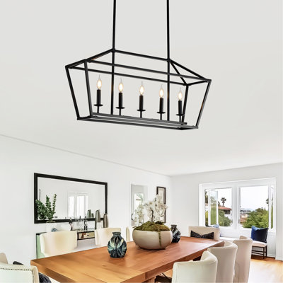 Industrial Matte Black 5- Living Room , Linear Pendant For Dining Room, Bedroom, Hallway, Kitchen Modern Hanging , Island