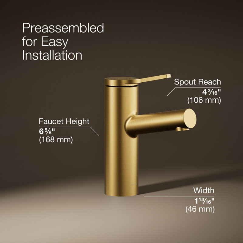 Robinet de lavabo pour salle de bain à poignée simple Elate, 1,2 gal / min, Laiton brossé