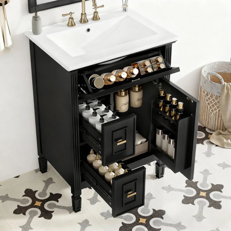 Meuble-lavabo 24 po avec un tiroir rabattable et deux tiroirs standards