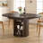 47-63" Extendable Round Dining Table for 4-8 People, Mid-Century Modern Kitchen Table with Storage Cabinet-128940714