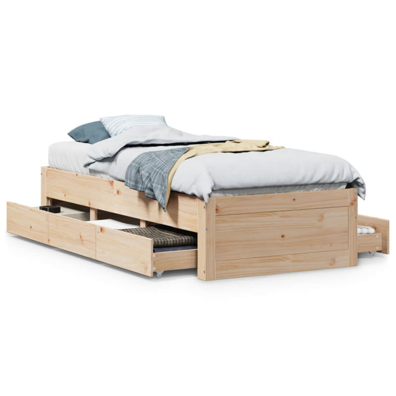 Volney Solid Wood Storage Bed, Small Single (2'6), Brown