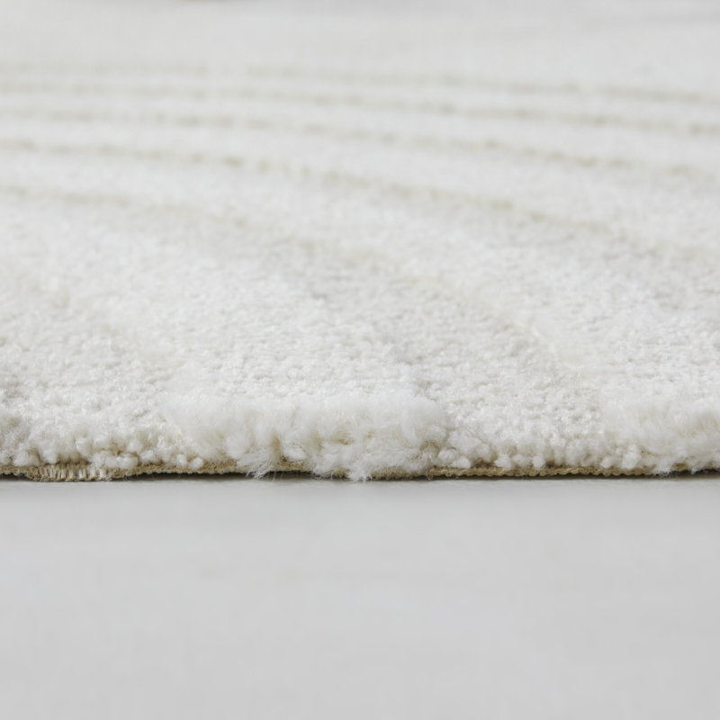 Tapis à rayures crème moderne Frithlef, Rectangle 5 pi 3 po x 7 pi