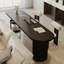 Bureau ovale noir en bois massif-688801881