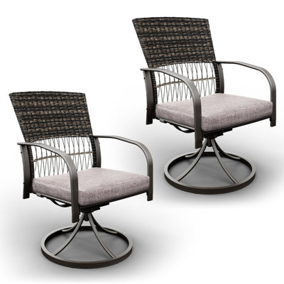 Hainer Rattan Swivel Patio Dining Chair with Cushion 2-Pack by Wildon Home
