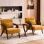 Fauteuil d'appoint rembourré en bois massif de style Mid-Century avec coussin supplémentaire-1176594870
