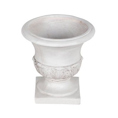 Roselmont Classic Traditional MGO Acanthus Leaf Urn Planter with Pedestal Base and Weather-Resistant Finish
