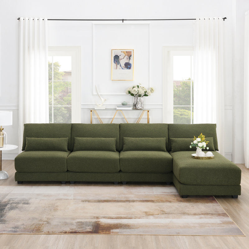 Canapé modulaire surdimensionné à assise profonde avec méridienne réversible 120 x 61 po Roomfitter, Vert